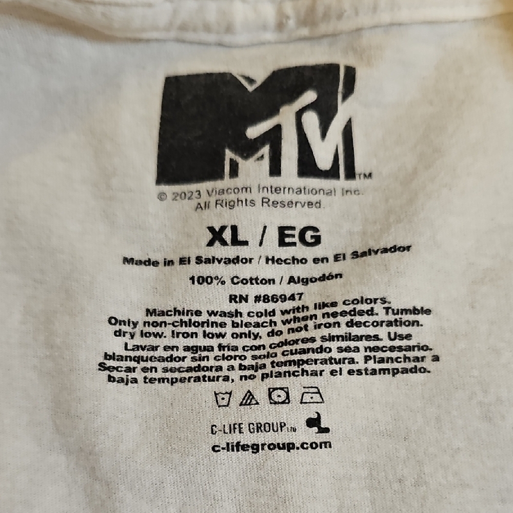 Retro Trippy MTV Cream Tee with Blue Graphic - Picture 2 of 4